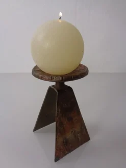 Pamono Germn Brutalist Copper and Brass Candleholder, 1960s><noscript><img width=