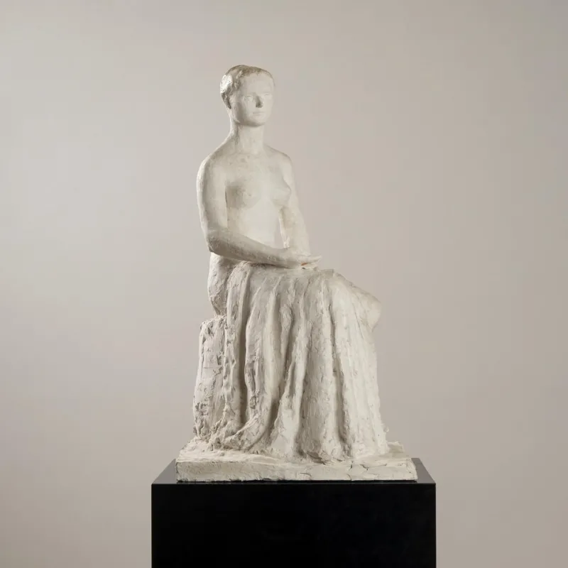 Outlet Pamono Gertrude Bret, Seated Woman, 1900s, Plaster Sculpture