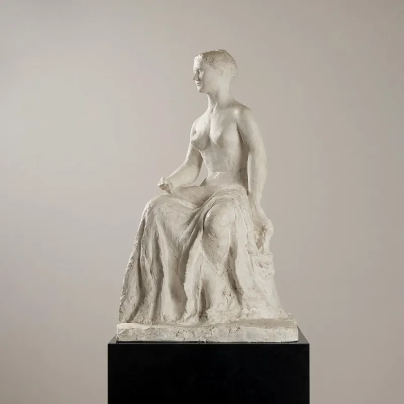 Outlet Pamono Gertrude Bret, Seated Woman, 1900s, Plaster Sculpture