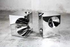 Pamono Get Lost! C4 & C5 Side Tables in Golden Steel by Barberini & Gunnell, Set of 2><noscript><img width=