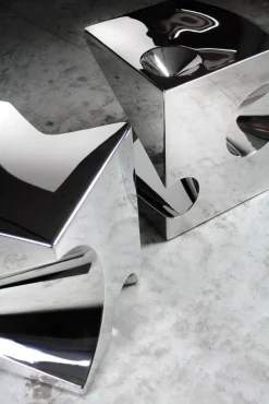 New Pamono Get Lost! C4 and C5 Side Tables in Stainless Steel by Barberini & Gunnell, Set of 2