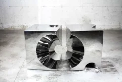 New Pamono Get Lost! C4 and C5 Side Tables in Stainless Steel by Barberini & Gunnell, Set of 2