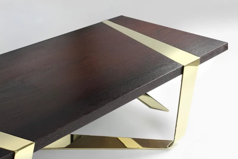Pamono Gia Cinto Gold Coffee Table in Wood and Stainless Steel by Barberini & Gunnell> Tables