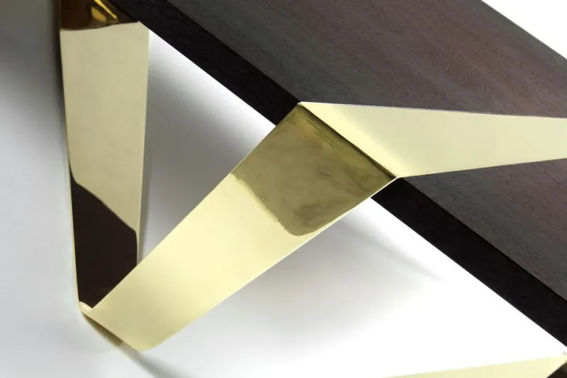 Pamono Gia Cinto Gold Coffee Table in Wood and Stainless Steel by Barberini & Gunnell> Tables
