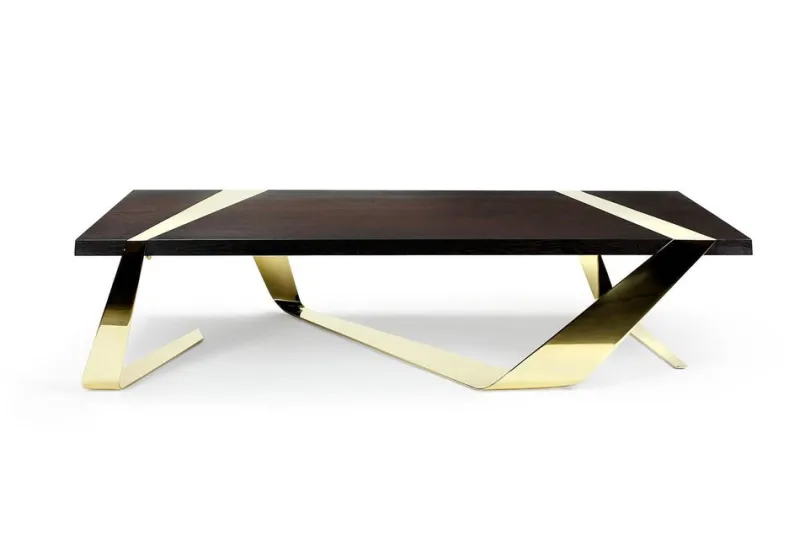 Pamono Gia Cinto Gold Coffee Table in Wood and Stainless Steel by Barberini & Gunnell> Tables
