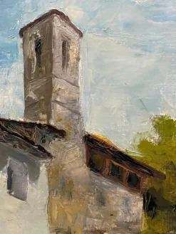 Pamono Giancarlo Amurri, View of a Small Church, 20th Century, Oil Painting on Canvas><noscript><img width=