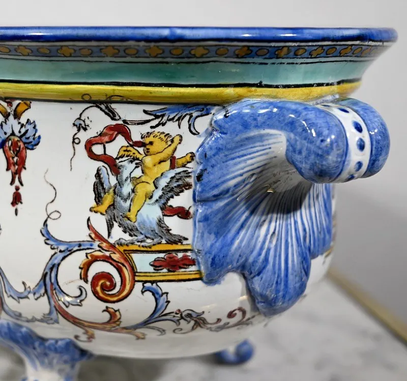 Pamono Gien Earthenware Planter in Renaissance Style, Early 20th Century> Planters And Jardiniere