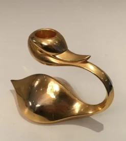 New Pamono Gild Metal Duck Candlestick, 1960s