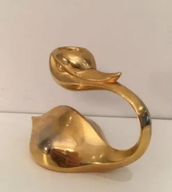 New Pamono Gild Metal Duck Candlestick, 1960s