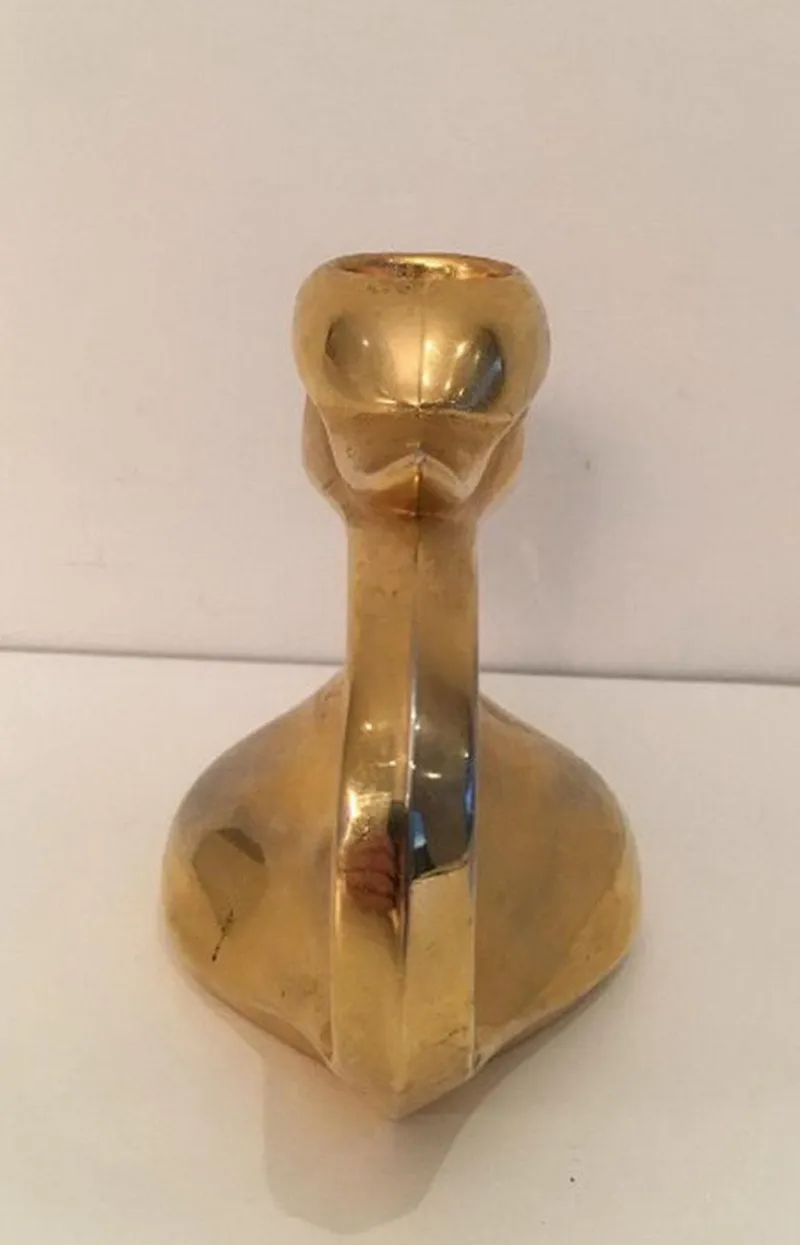 New Pamono Gild Metal Duck Candlestick, 1960s
