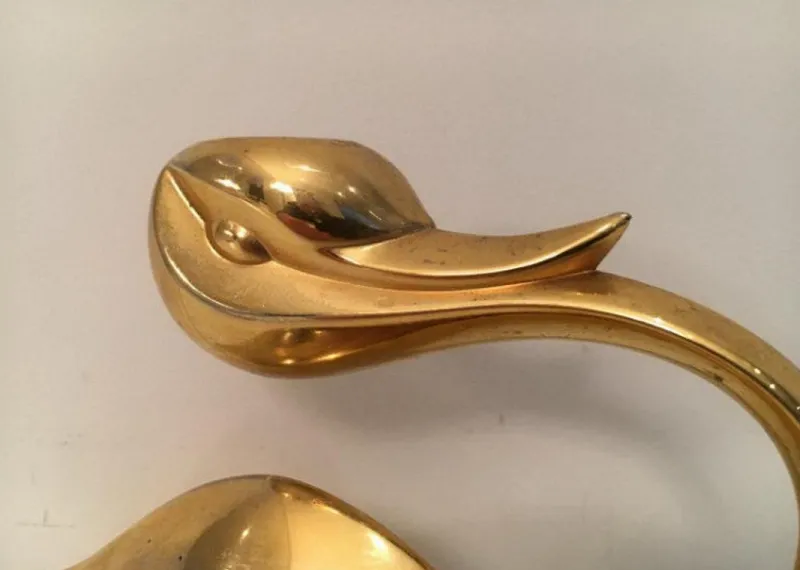 New Pamono Gild Metal Duck Candlestick, 1960s