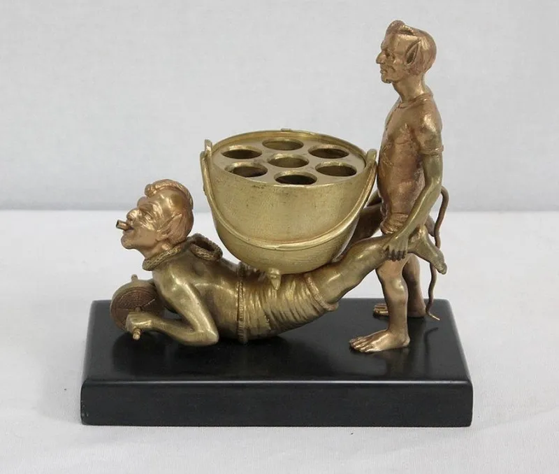 Clearance Pamono Gilded Bronze Depicting Imps Wheelbarrowing, Late 19th Century