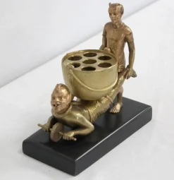 Clearance Pamono Gilded Bronze Depicting Imps Wheelbarrowing, Late 19th Century