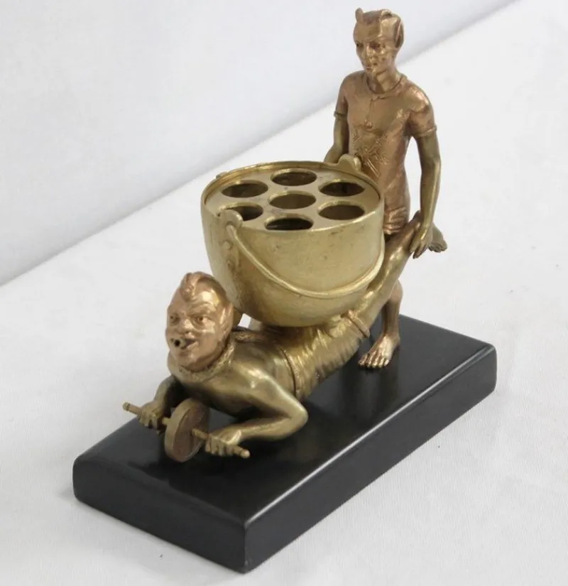 Clearance Pamono Gilded Bronze Depicting Imps Wheelbarrowing, Late 19th Century
