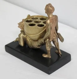 Clearance Pamono Gilded Bronze Depicting Imps Wheelbarrowing, Late 19th Century