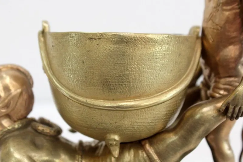 Clearance Pamono Gilded Bronze Depicting Imps Wheelbarrowing, Late 19th Century