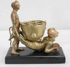 Clearance Pamono Gilded Bronze Depicting Imps Wheelbarrowing, Late 19th Century