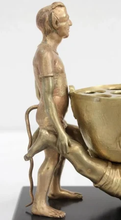 Clearance Pamono Gilded Bronze Depicting Imps Wheelbarrowing, Late 19th Century