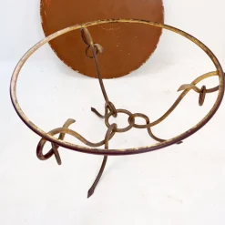 Pamono Gilded Iron Coffee Table by René Drouet, 1940s><noscript><img width=