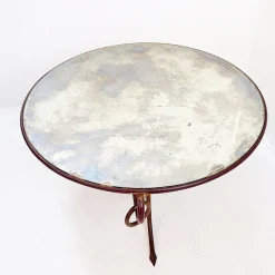 Pamono Gilded Iron Coffee Table by René Drouet, 1940s><noscript><img width=