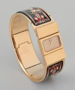 Pamono Gilded Metal & Enamel Work Wristwatch from Hermes, 1970s> Watches
