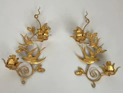 Pamono Gilded Metal Bird Wall Lights in the style of Maison Baguès, Set of 2> Wall Lights & Sconces