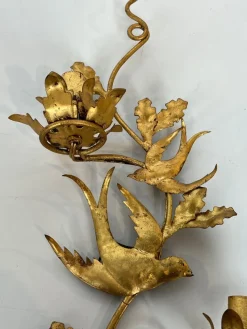 Pamono Gilded Metal Bird Wall Lights in the style of Maison Baguès, Set of 2><noscript><img width=