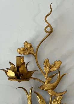 Pamono Gilded Metal Bird Wall Lights in the style of Maison Baguès, Set of 2><noscript><img width=