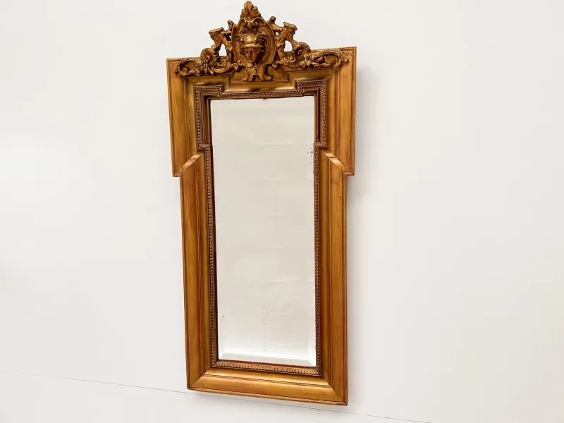 Outlet Pamono Gilded Wall Mirror with Beveled Glass and Ornate Frame from Befos