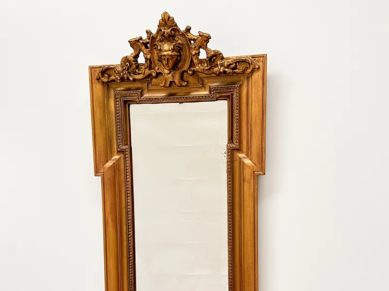 Outlet Pamono Gilded Wall Mirror with Beveled Glass and Ornate Frame from Befos