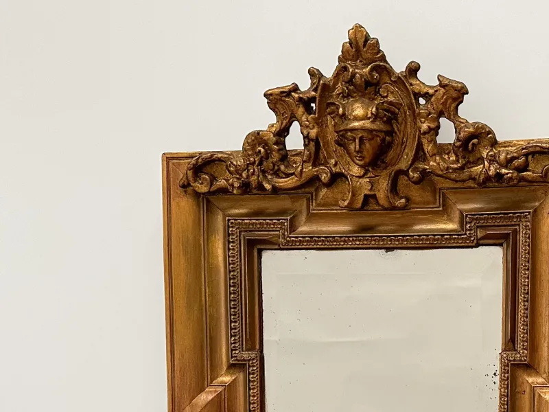 Outlet Pamono Gilded Wall Mirror with Beveled Glass and Ornate Frame from Befos