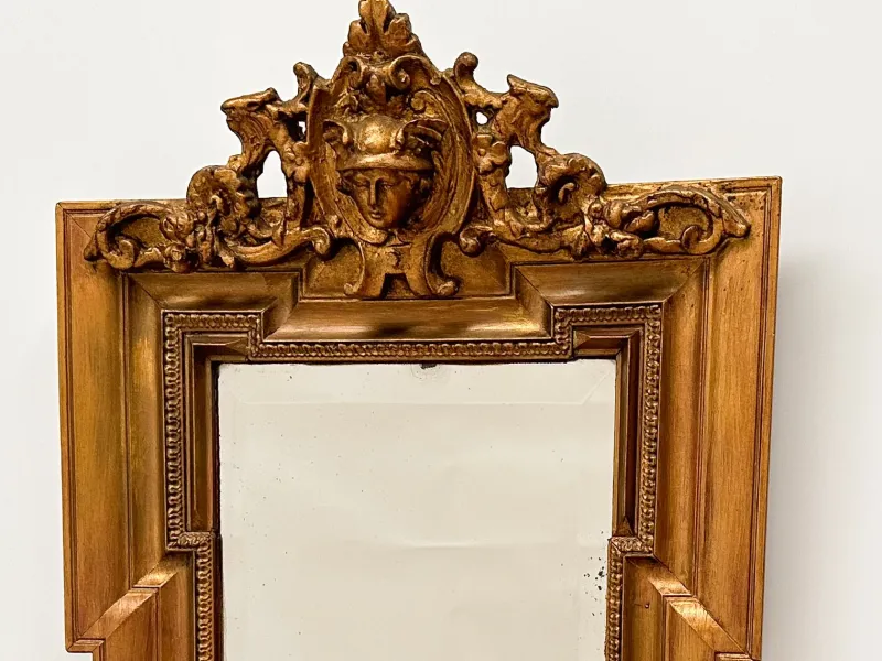 Outlet Pamono Gilded Wall Mirror with Beveled Glass and Ornate Frame from Befos