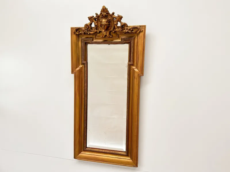 Outlet Pamono Gilded Wall Mirror with Beveled Glass and Ornate Frame from Befos