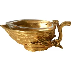 Pamono Gilded Walnut Salt Spice Cellar by Gabriella Crespi, Italy, 1970s> Salt & Pepper Shakers