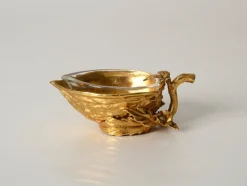 Pamono Gilded Walnut Salt Spice Cellar by Gabriella Crespi, Italy, 1970s><noscript><img width=