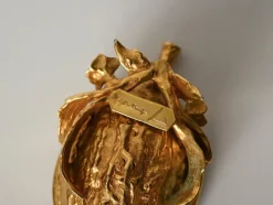 Pamono Gilded Walnut Salt Spice Cellar by Gabriella Crespi, Italy, 1970s><noscript><img width=