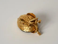 Pamono Gilded Walnut Salt Spice Cellar by Gabriella Crespi, Italy, 1970s><noscript><img width=