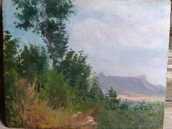 Pamono Gillaz, Landscape, 1950s, Oil Painting on Board><noscript><img width=