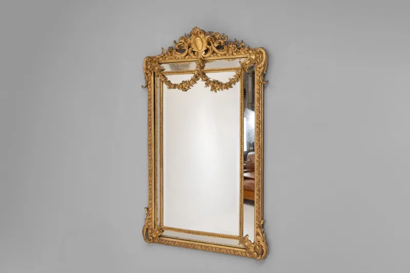 Pamono Gilt Cushion Mirror, 1890s> Mirrors