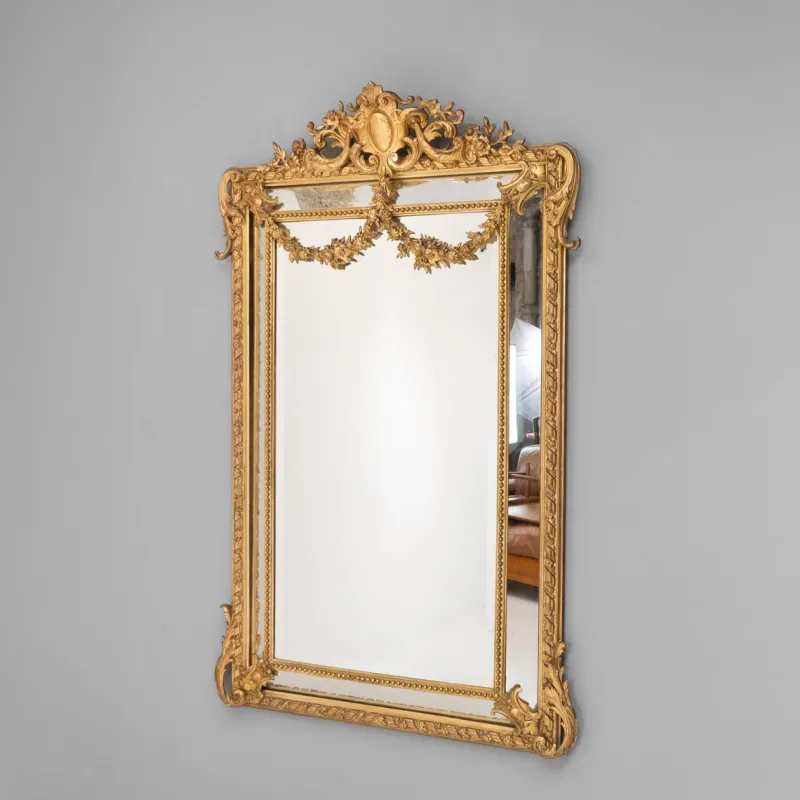 Pamono Gilt Cushion Mirror, 1890s> Mirrors