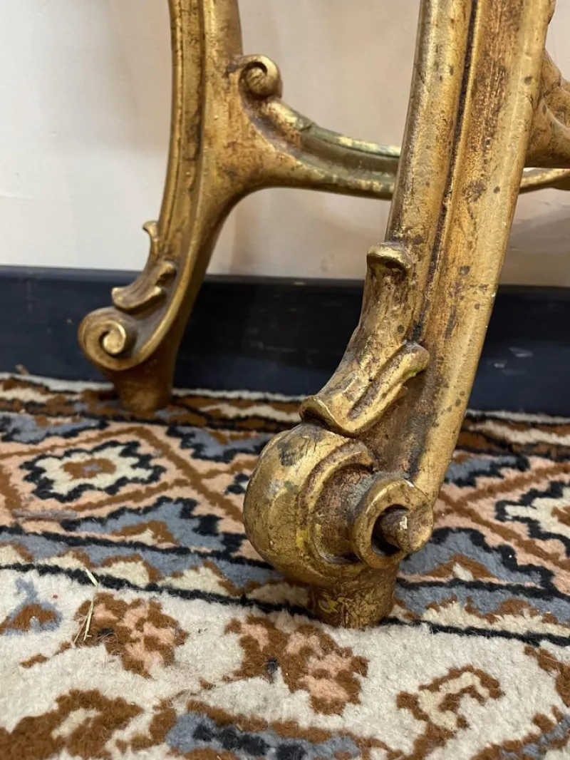 Pamono Gilt Wood Console Table with Shaped Marble Top> Console Tables