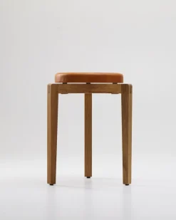 Pamono Gio Cognac Stool by Enrico Tonucci> Seating