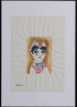 Pamono Gio Ponti, Portrait of a Girl, 1950s, Drawing> Work On Paper