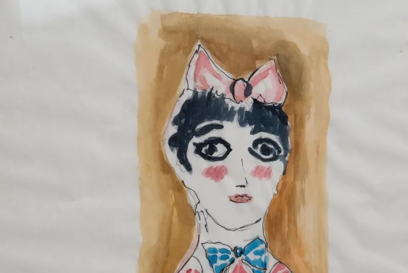 Pamono Gio Ponti, Portrait of a Girl, 1950s, Drawing> Work On Paper