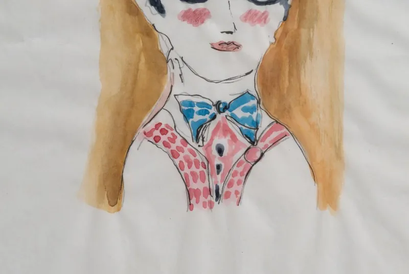 Pamono Gio Ponti, Portrait of a Girl, 1950s, Drawing> Work On Paper