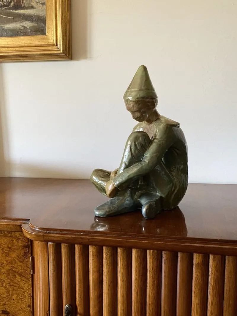 Hot Pamono Giordano Tronconi, Figure of Sitting Boy, 1950s, Ceramic