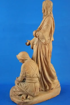 Pamono Giovanni Della Longa, Sculpture Depicting Jesus Christ and a Seated Woman, 19th Century, Terracotta><noscript><img width=
