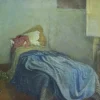 Pamono Giovanni Gromo, Bedroom, Oil on Canvas on Wood, 1980s> Contemporary|Painting