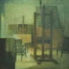 Pamono Giovanni Gromo, Room, Oil on Canvas on Wood, 1980s> Painting
