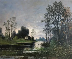 Pamono Giuseppe Zago, the Little Gray House, 1890s, Oil on Canvas> Impressionist